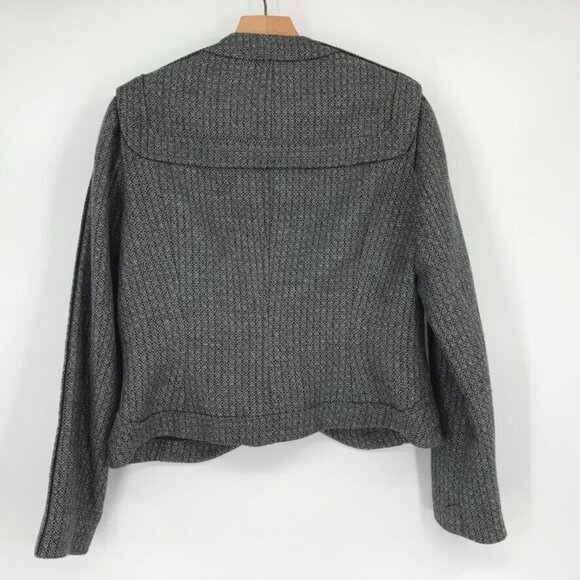 Etcetera Pattern Women’s Blazer Jacket wool blend silver black size 10 - Picture 3 of 5